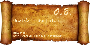 Oszlár Bertalan névjegykártya